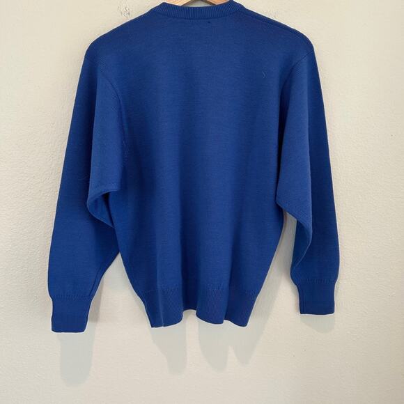 Vintage Burberrys Cardigan Button Down 100% Wool Blue SZL Old Money Classic - Picture 6 of 11